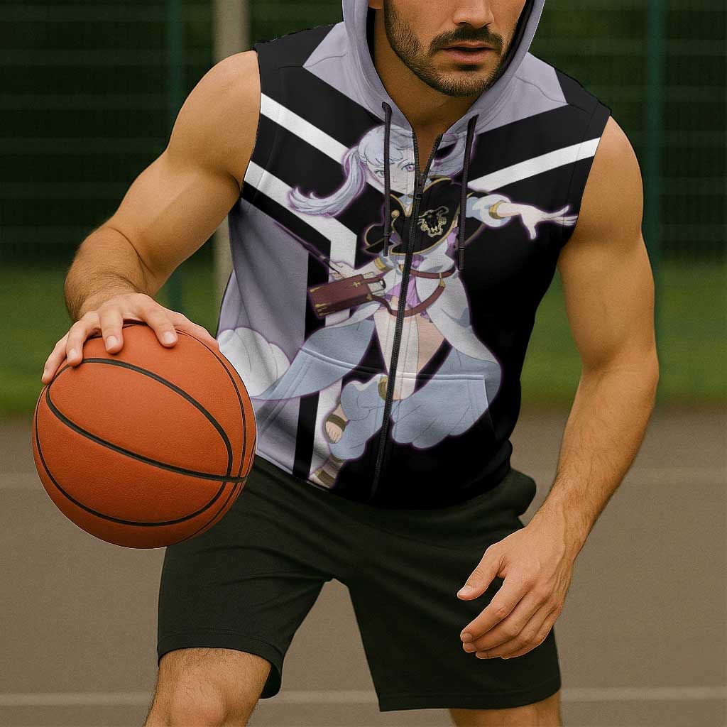 Noelle Silva Black Clover Sleeveless Zip Hoodie with Water Magic Pose and Elegant Battle Design - The Mazicc