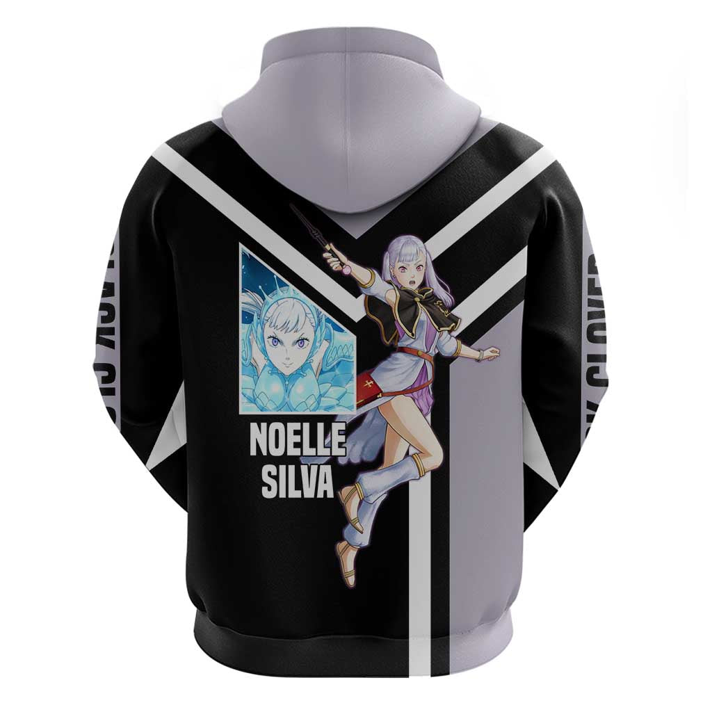 Noelle Silva Black Clover Zip Hoodie with Water Magic Pose and Elegant Battle Design - The Mazicc