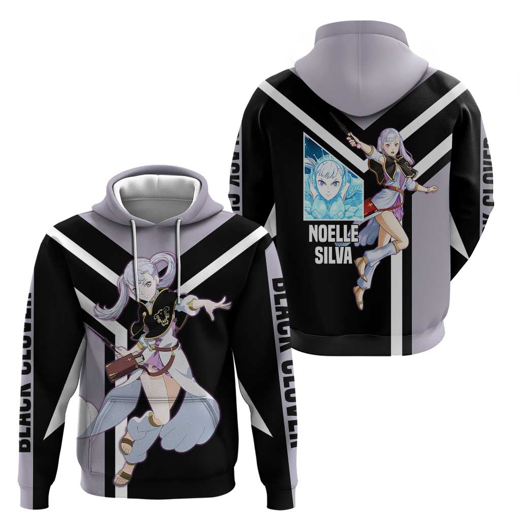 Noelle Silva Black Clover Zip Hoodie with Water Magic Pose and Elegant Battle Design - The Mazicc