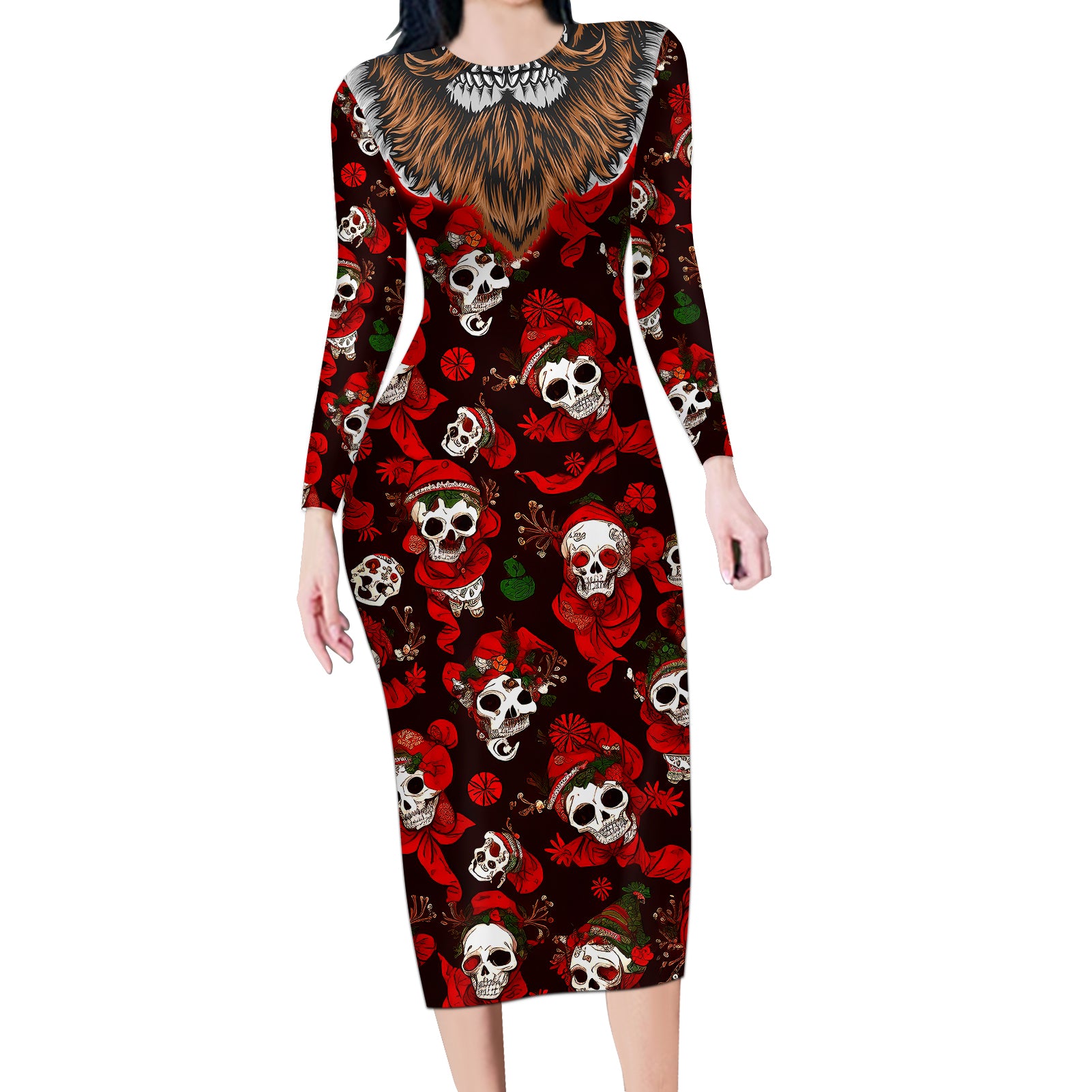 christmas-skull-long-sleeve-bodycon-dress-when-youre-dead-inside-but-its-christmas