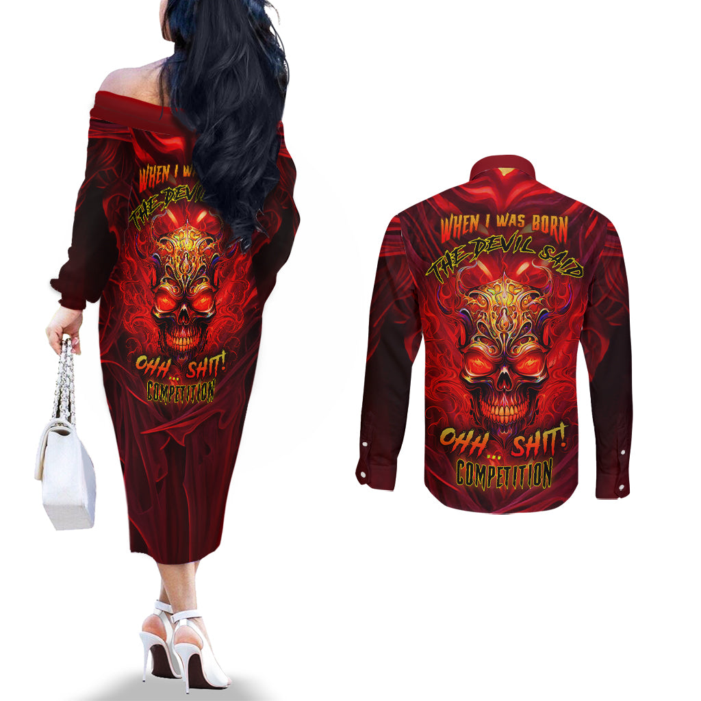 when-is-was-born-the-devil-couples-matching-off-the-shoulder-long-sleeve-dress-and-long-sleeve-button-shirts