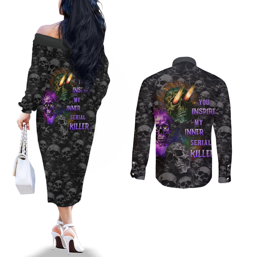 you-inspire-my-inner-serial-killer-couples-matching-off-the-shoulder-long-sleeve-dress-and-long-sleeve-button-shirts