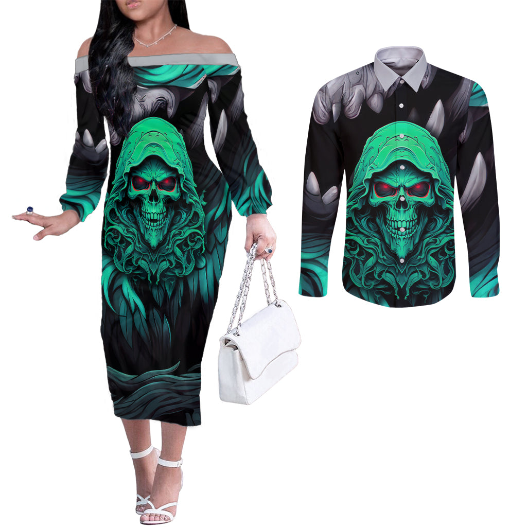 if-im-too-quiet-and-smiling-you-might-want-to-couples-matching-off-the-shoulder-long-sleeve-dress-and-long-sleeve-button-shirts