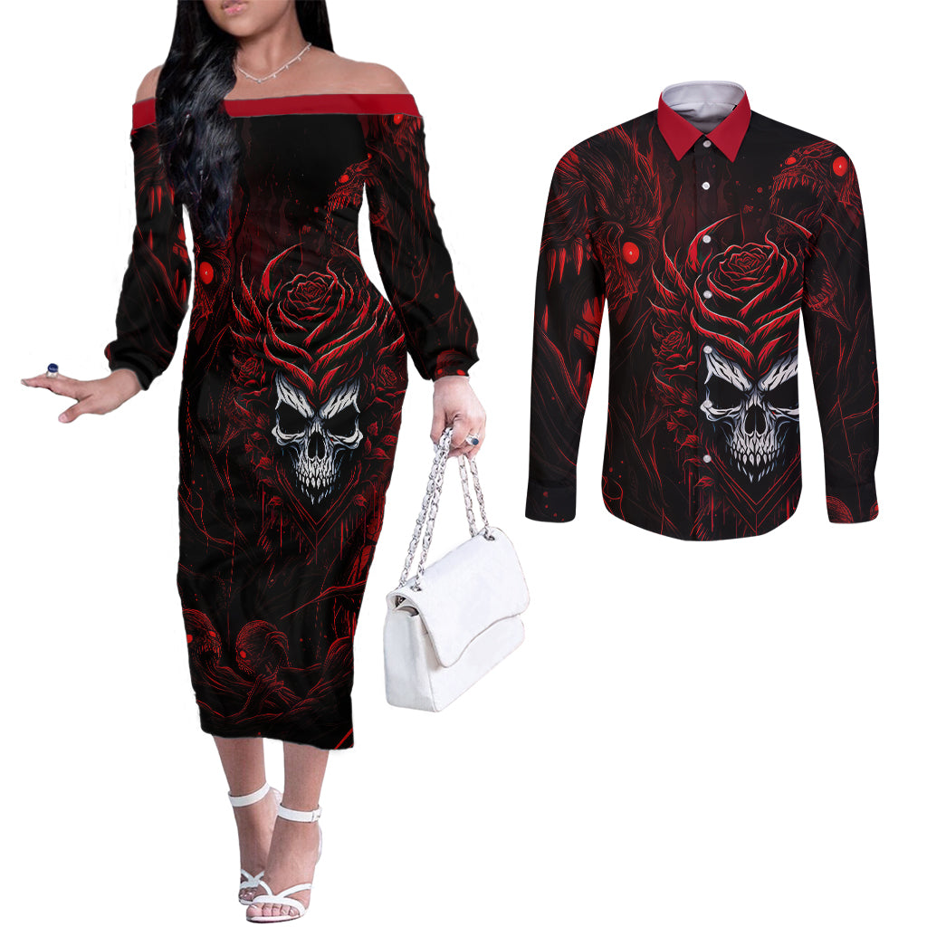 im-never-alone-my-demon-are-with-me-247-couples-matching-off-the-shoulder-long-sleeve-dress-and-long-sleeve-button-shirts