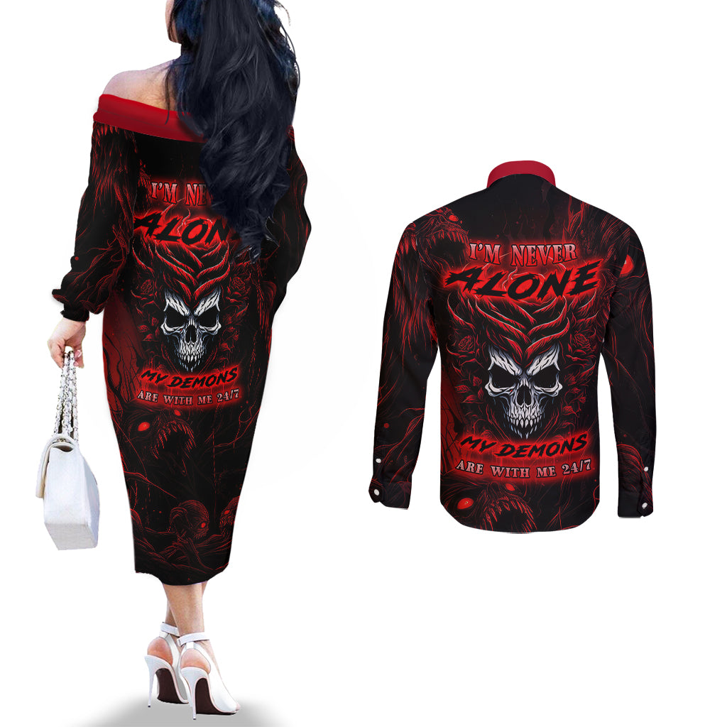 im-never-alone-my-demon-are-with-me-247-couples-matching-off-the-shoulder-long-sleeve-dress-and-long-sleeve-button-shirts