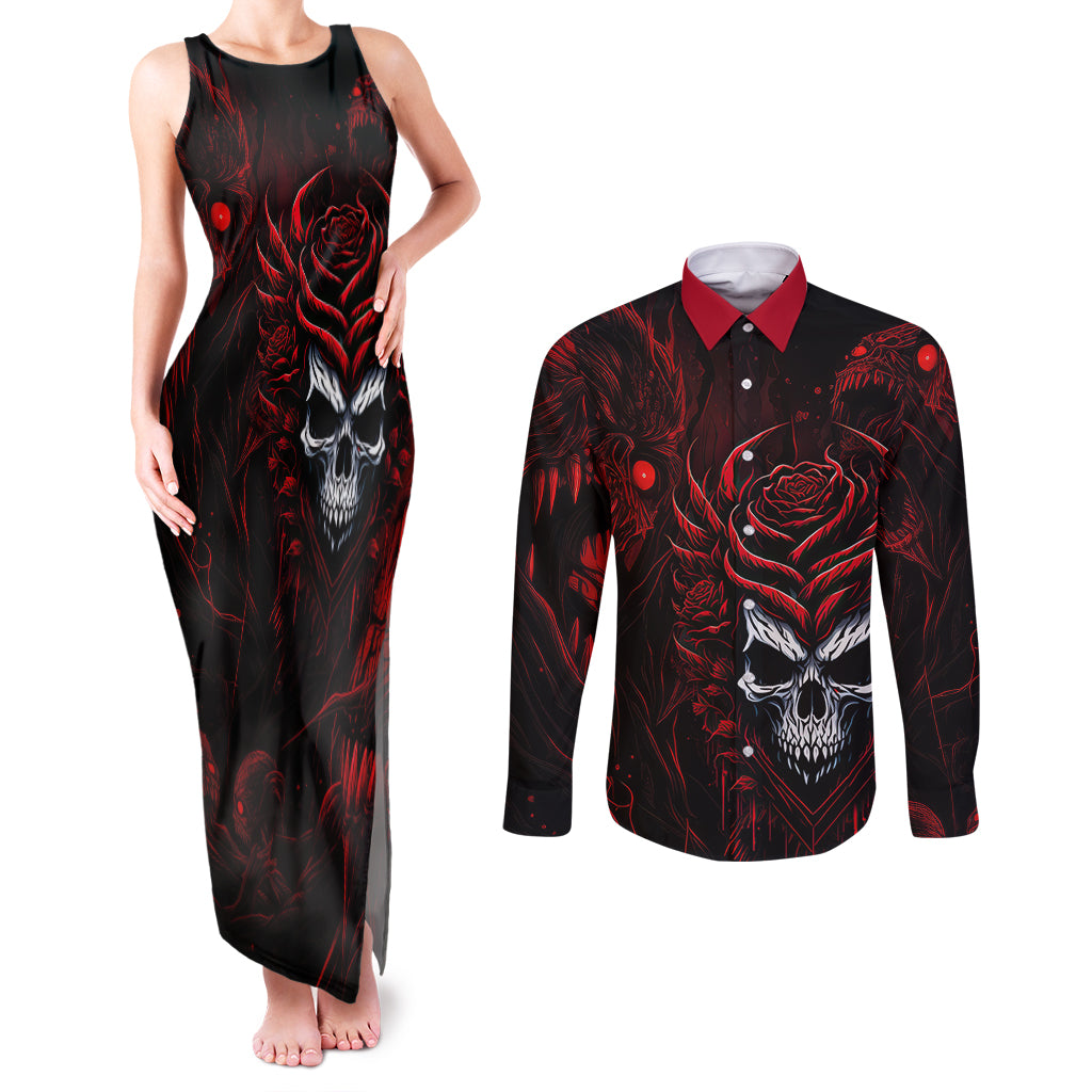 im-never-alone-my-demon-are-with-me-247-couples-matching-tank-maxi-dress-and-long-sleeve-button-shirts