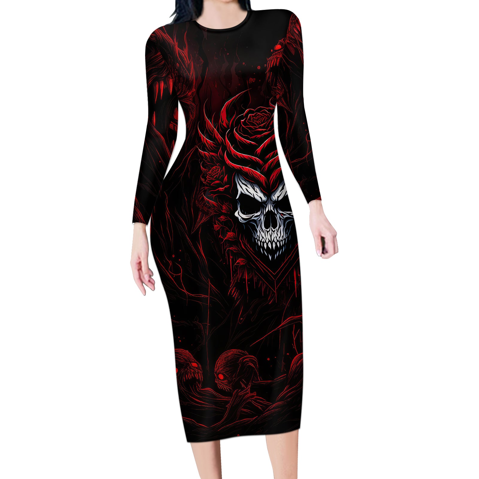 im-never-alone-my-demon-are-with-me-247-long-sleeve-bodycon-dress