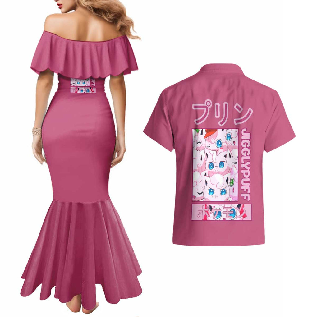 Jigglypuff -  Poke Couples Matching Mermaid Dress and Hawaiian Shirt Anime Style