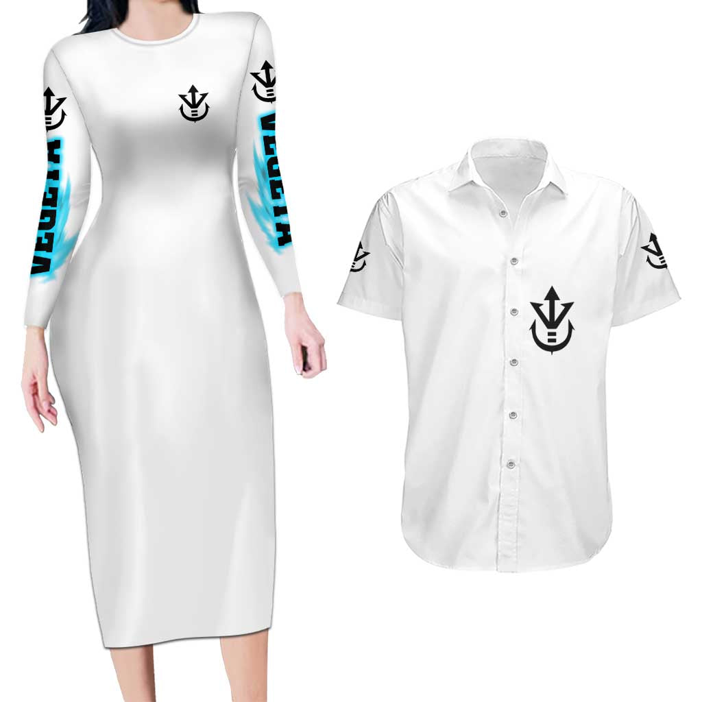 Vegeta V3 Dragon Ball Z Couples Matching Long Sleeve Bodycon Dress and Hawaiian Shirt Anime Style