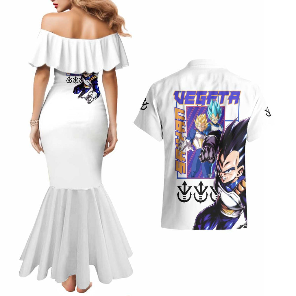 Vegeta V3 Dragon Ball Z Couples Matching Mermaid Dress and Hawaiian Shirt Anime Style