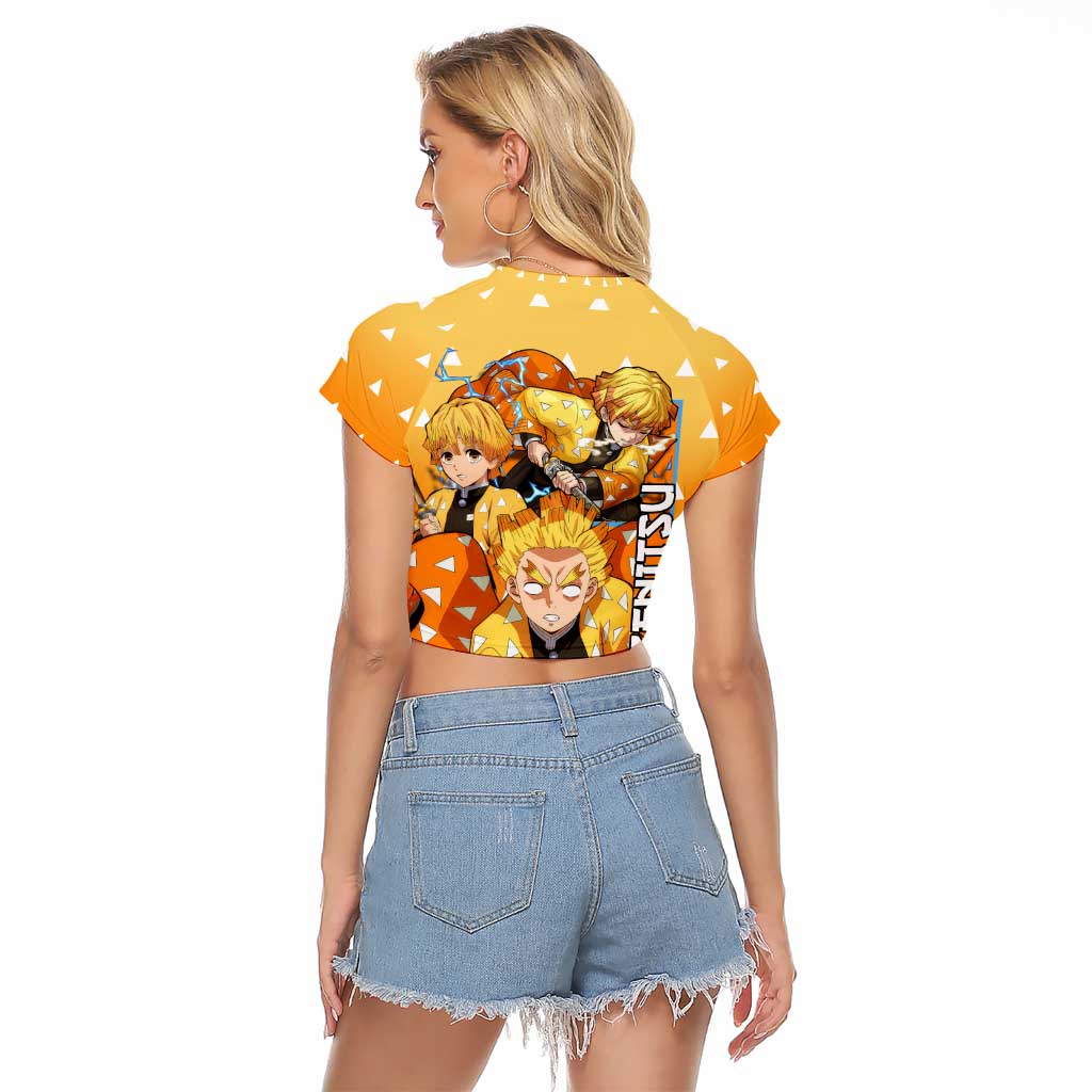 Agatsuma Zenitsu Haori Demon Slayer Raglan Cropped T Shirt Anime Style