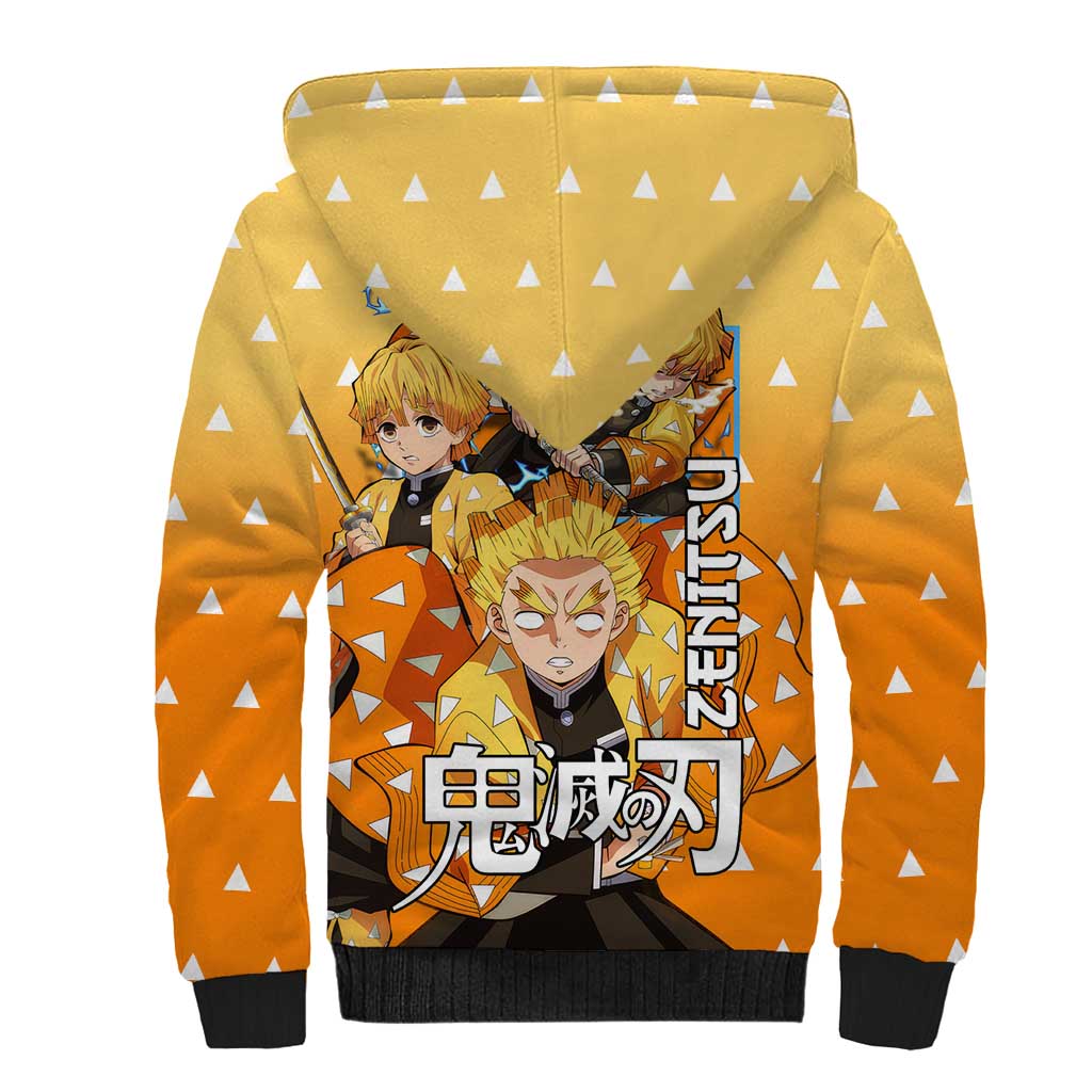 Agatsuma Zenitsu Haori Demon Slayer Sherpa Hoodie Anime Style