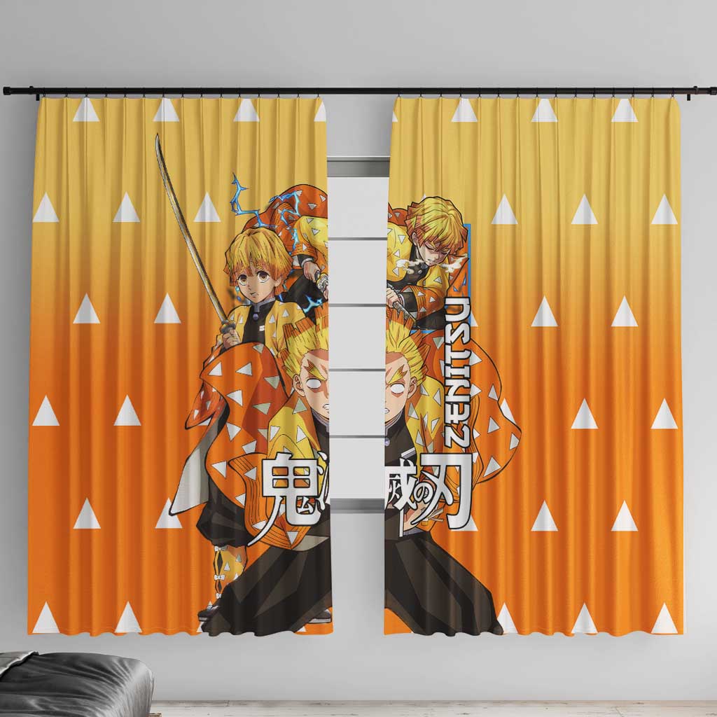 Agatsuma Zenitsu Haori Demon Slayer Window Curtain Anime Style