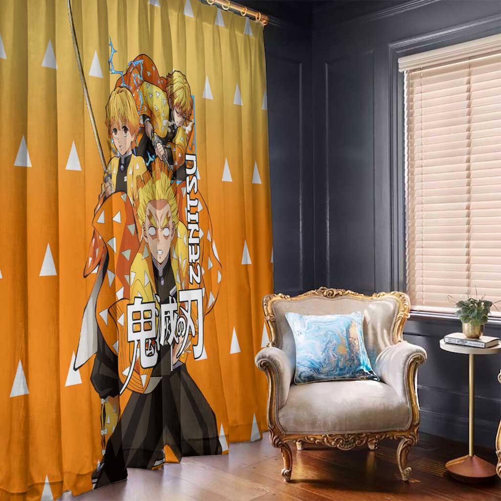 Agatsuma Zenitsu Haori Demon Slayer Window Curtain Anime Style