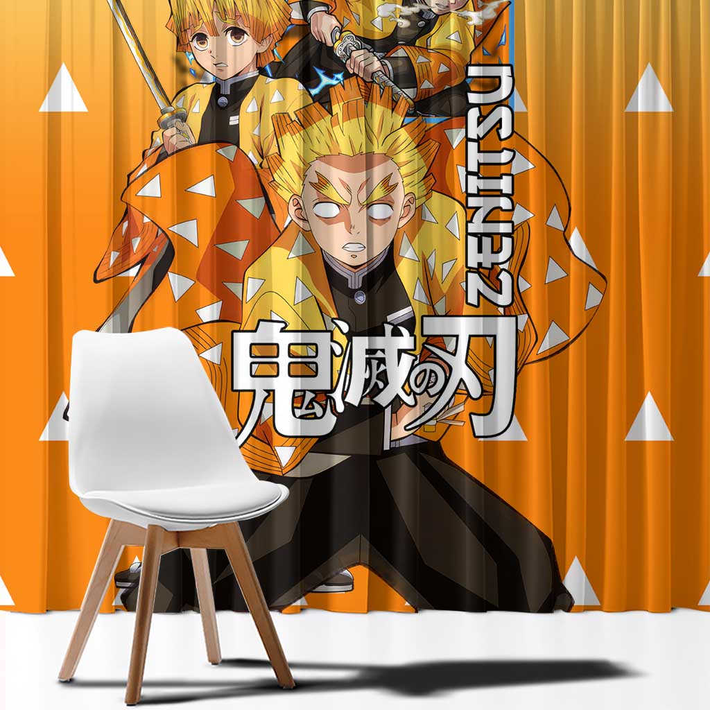 Agatsuma Zenitsu Haori Demon Slayer Window Curtain Anime Style