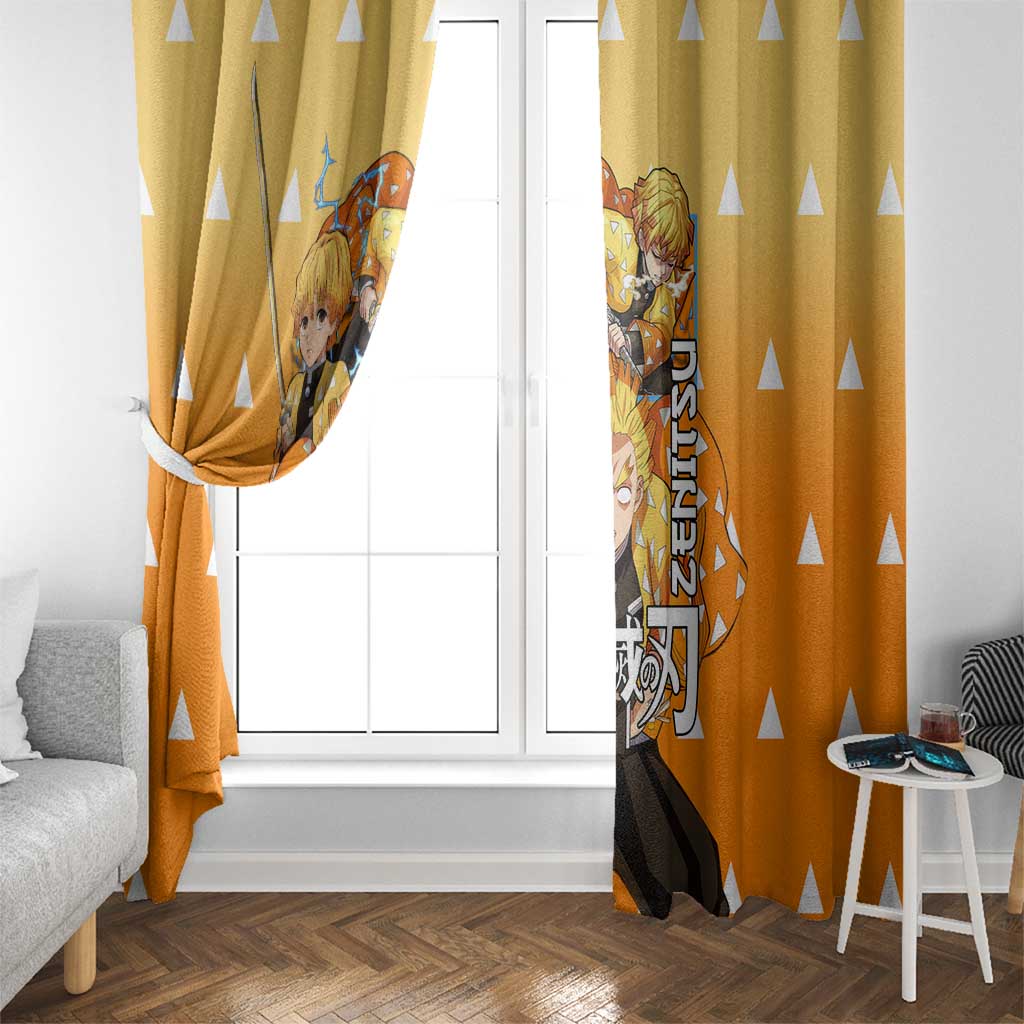 Agatsuma Zenitsu Haori Demon Slayer Window Curtain Anime Style
