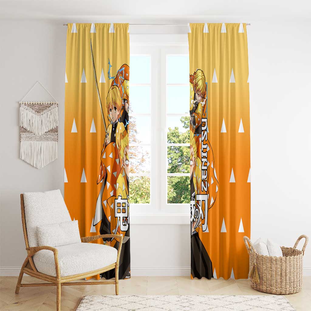 Agatsuma Zenitsu Haori Demon Slayer Window Curtain Anime Style