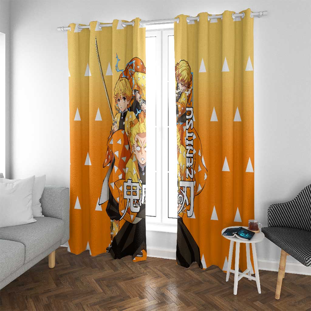 Agatsuma Zenitsu Haori Demon Slayer Window Curtain Anime Style
