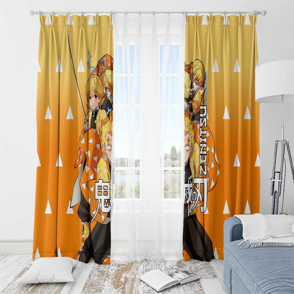Agatsuma Zenitsu Haori Demon Slayer Window Curtain Anime Style