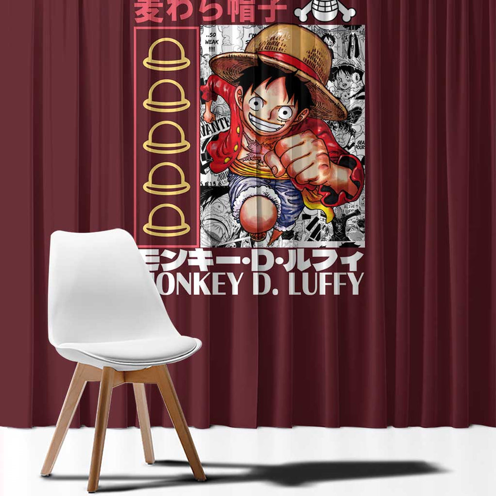 Monkey D. Luffy V2 One Piece Window Curtain Anime Style