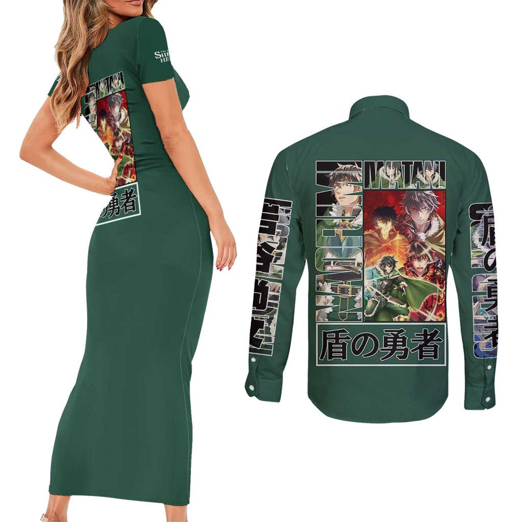Naofumi Iwatani The Rising of the Shield Hero Couples Matching Short Sleeve Bodycon Dress and Long Sleeve Button Shirt Anime Style