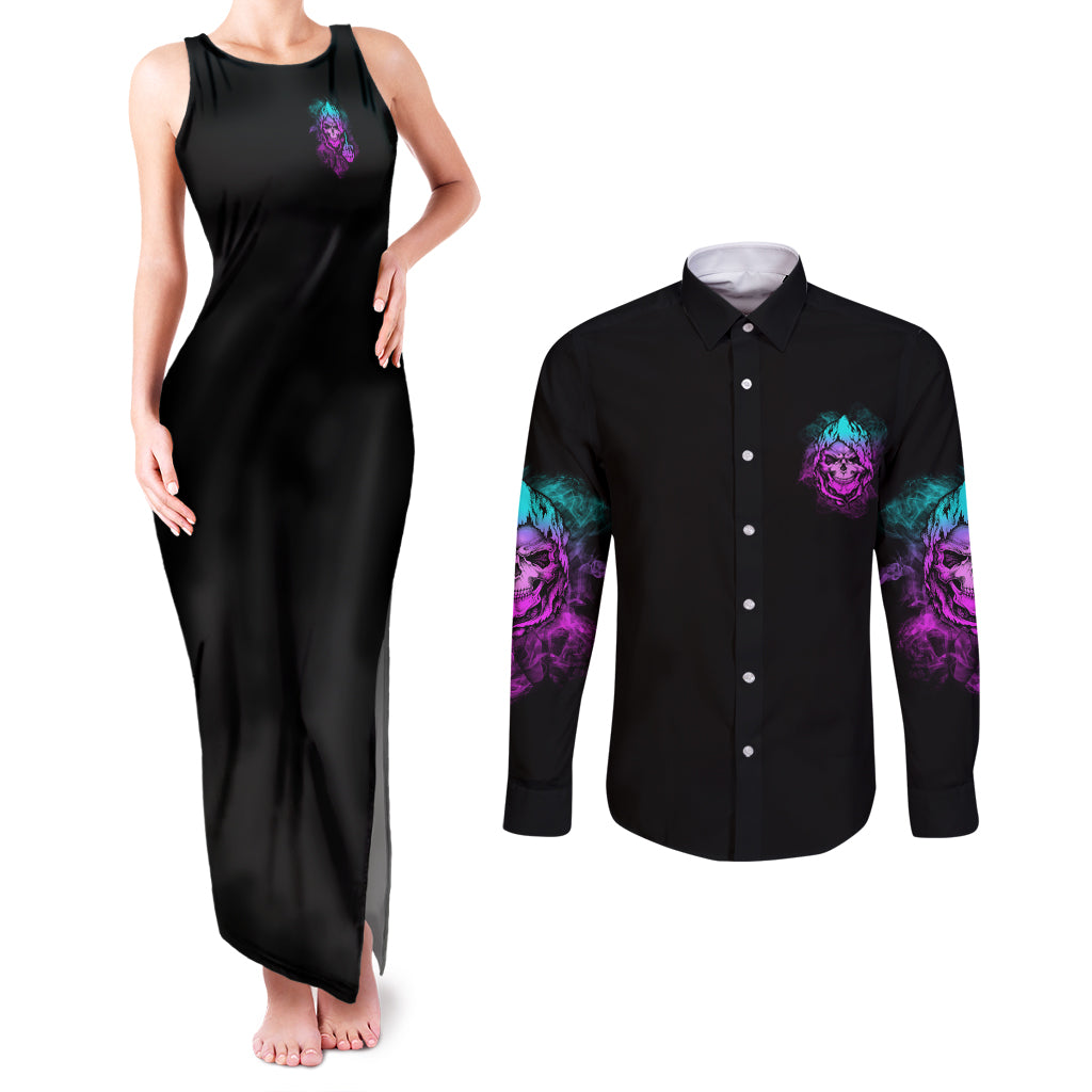 warning-kinda-crazy-skull-couples-matching-tank-maxi-dress-and-long-sleeve-button-shirt