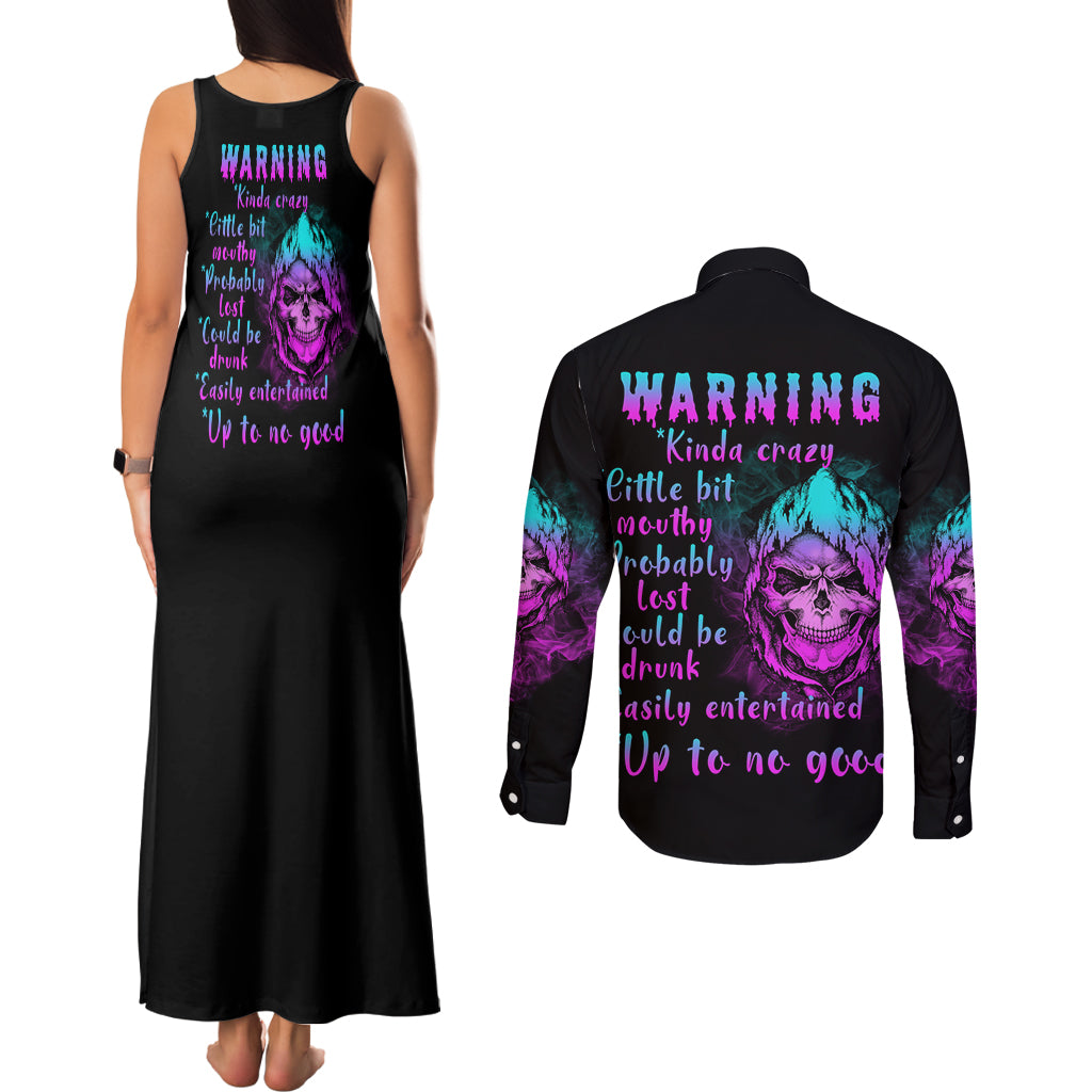 warning-kinda-crazy-skull-couples-matching-tank-maxi-dress-and-long-sleeve-button-shirt