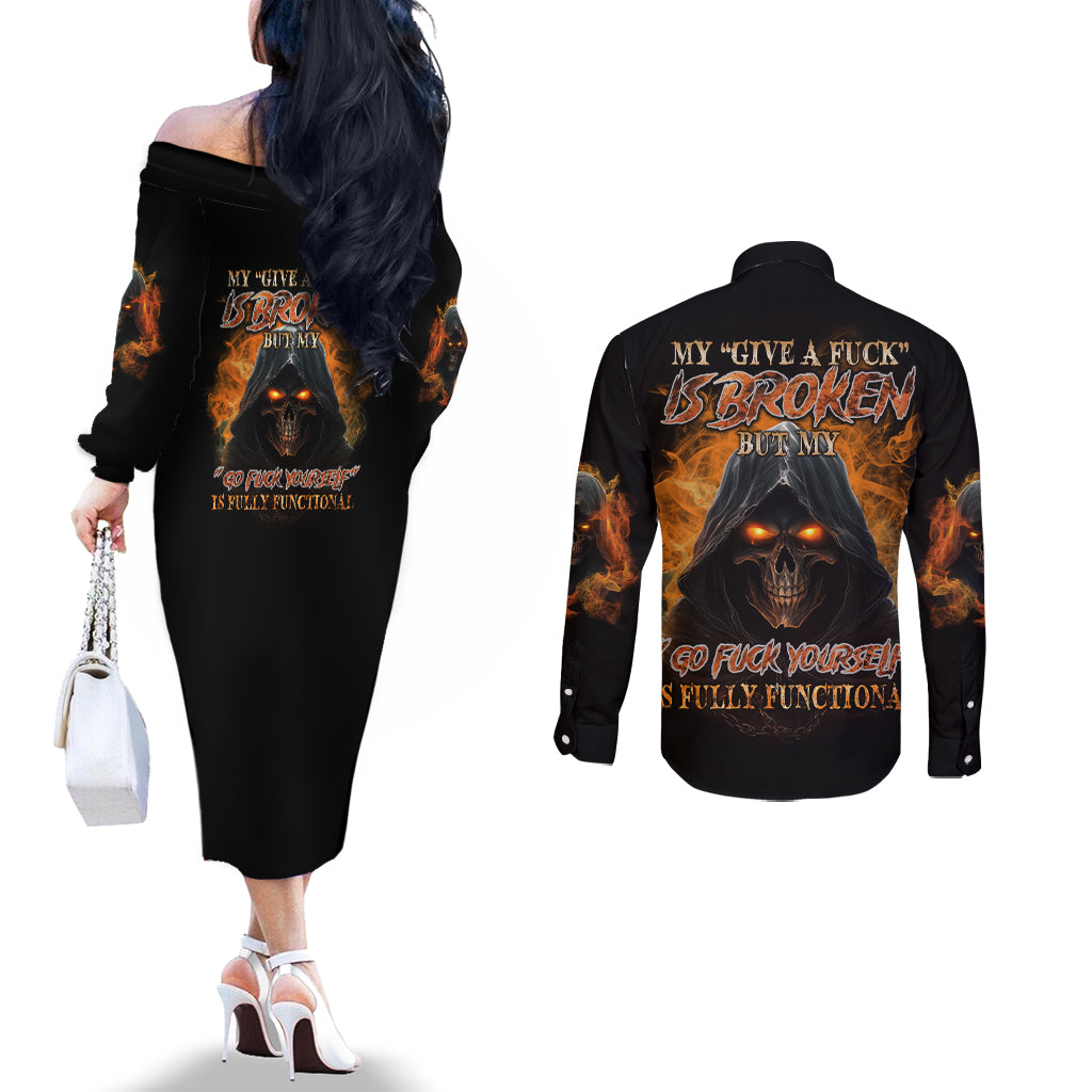 my-give-a-f-reaper-fire-all-couples-matching-off-the-shoulder-long-sleeve-dress-and-long-sleeve-button-shirt