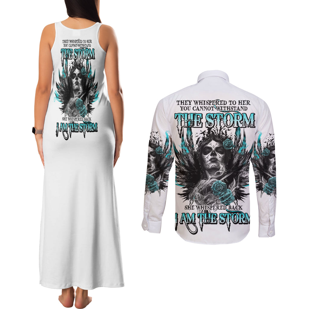 i-am-the-storm-sugar-skull-couples-matching-tank-maxi-dress-and-long-sleeve-button-shirt