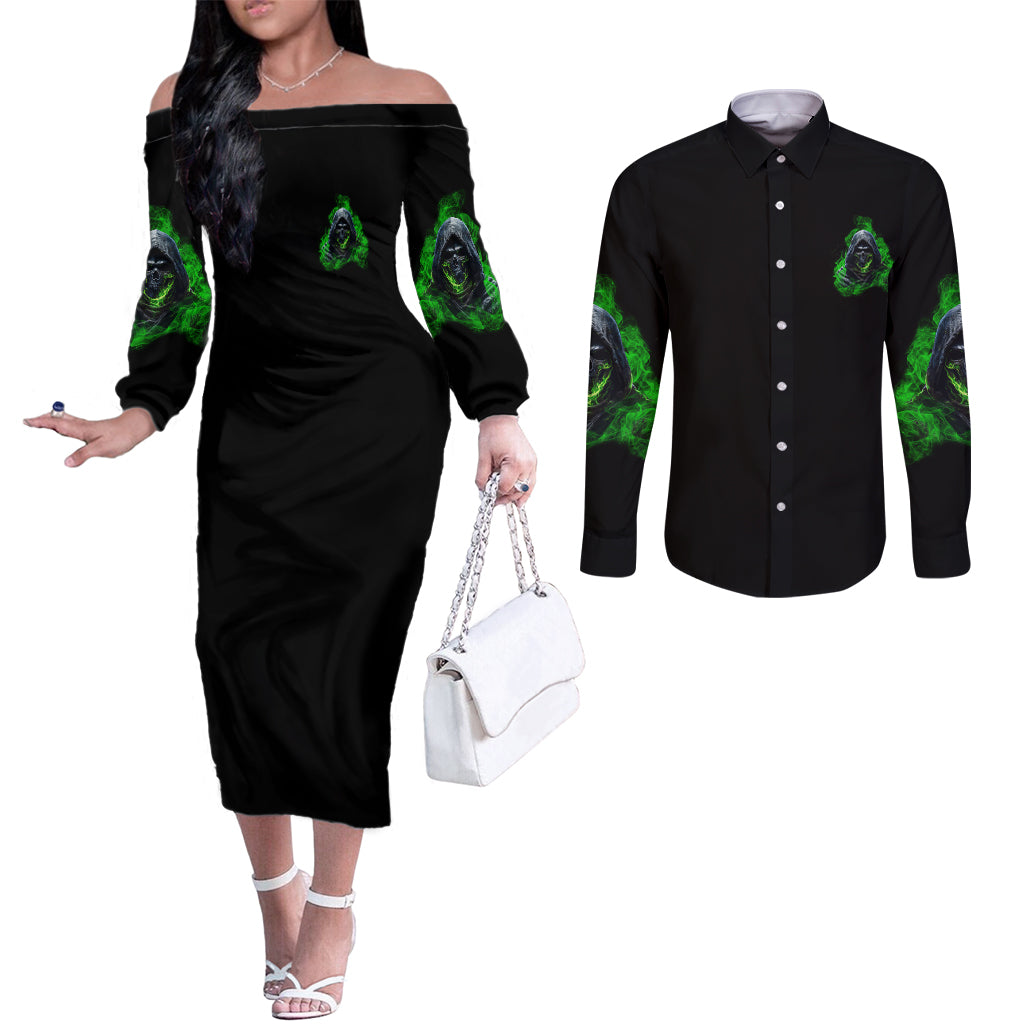 im-never-alone-my-demons-are-with-me-247-couples-matching-off-the-shoulder-long-sleeve-dress-and-long-sleeve-button-shirt