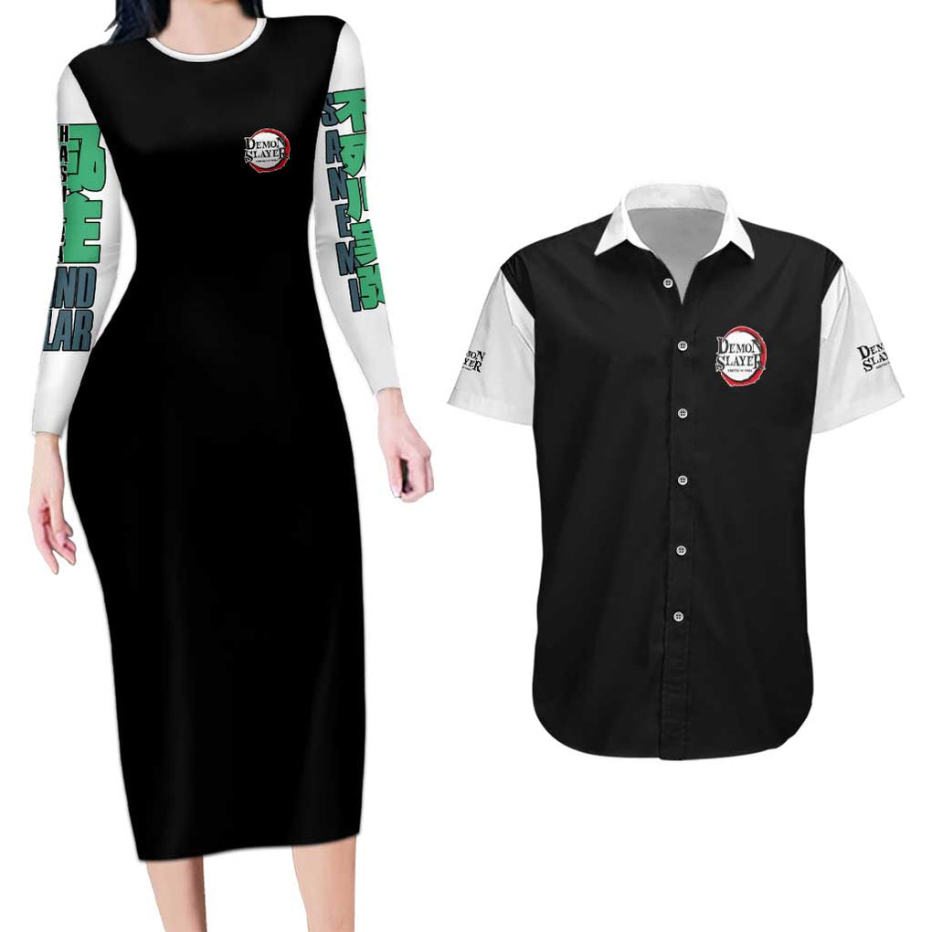 Sanemi Shinazugawa V2 Demon Slayer Couples Matching Long Sleeve Bodycon Dress and Hawaiian Shirt Anime Style