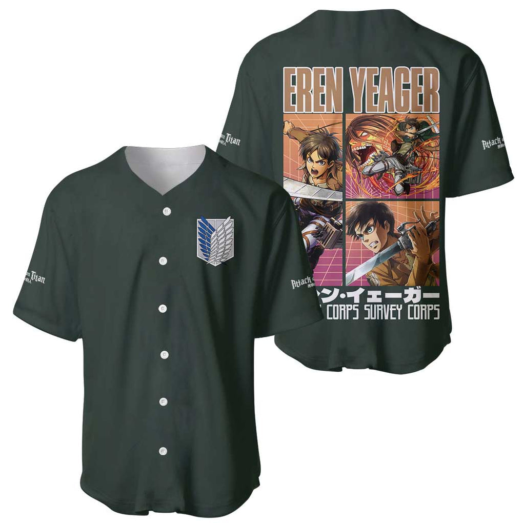 Eren Yeager - Attack on Titan Baseball Jersey Japan Anime Style