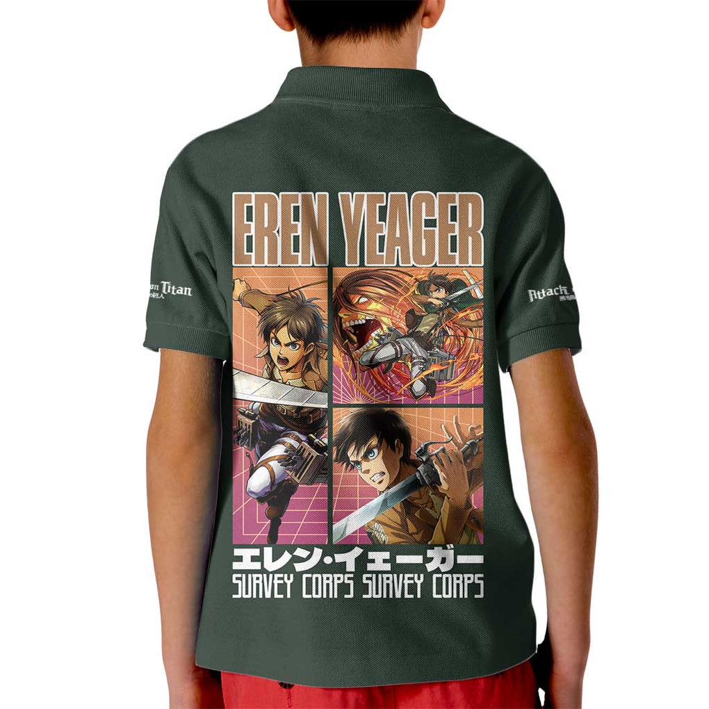 Eren Yeager - Attack on Titan Kid Polo Shirt Japan Anime Style