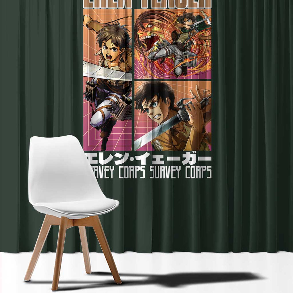 Eren Yeager - Attack on Titan Window Curtain Japan Anime Style