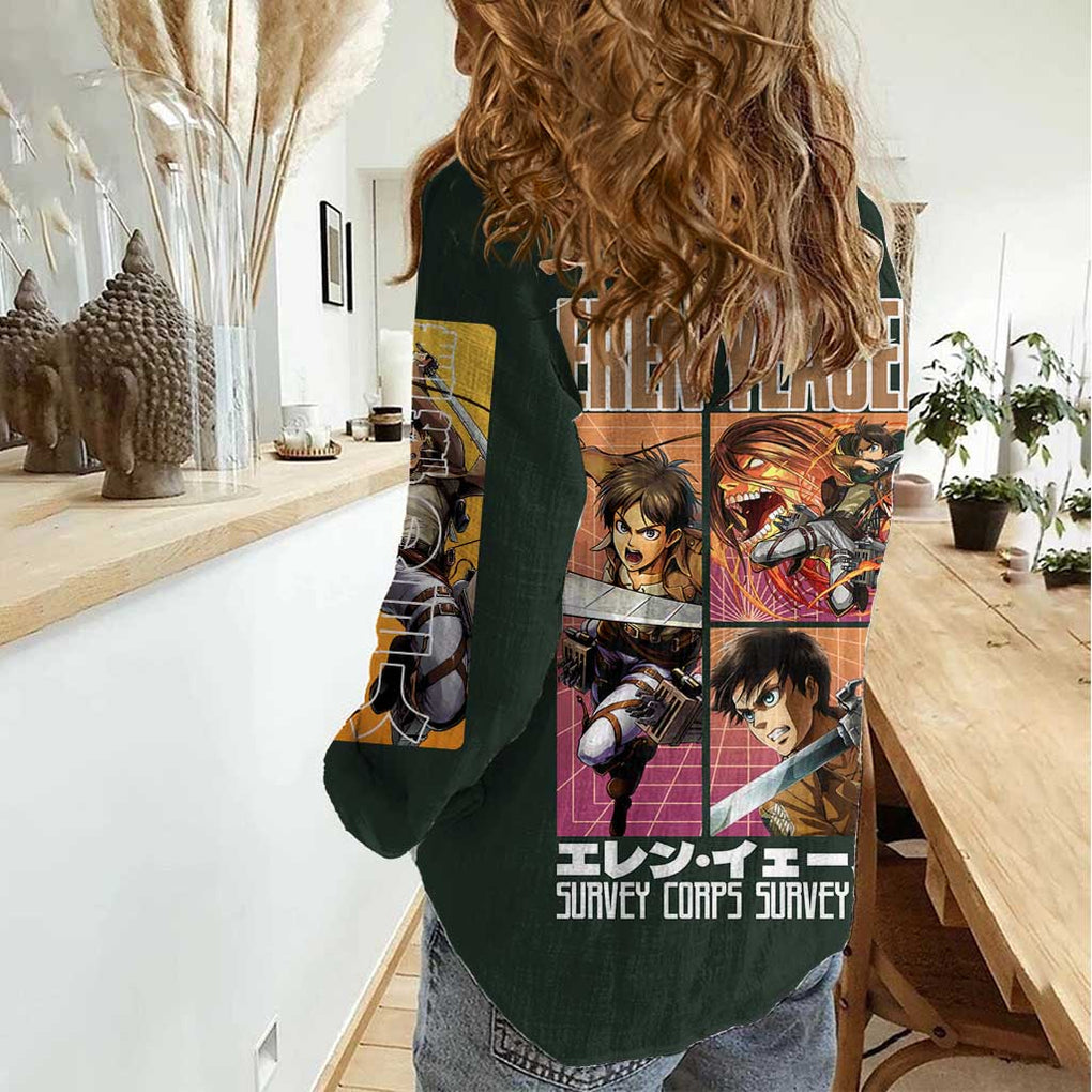 Eren Yeager - Attack on Titan Women Casual Shirt Japan Anime Style