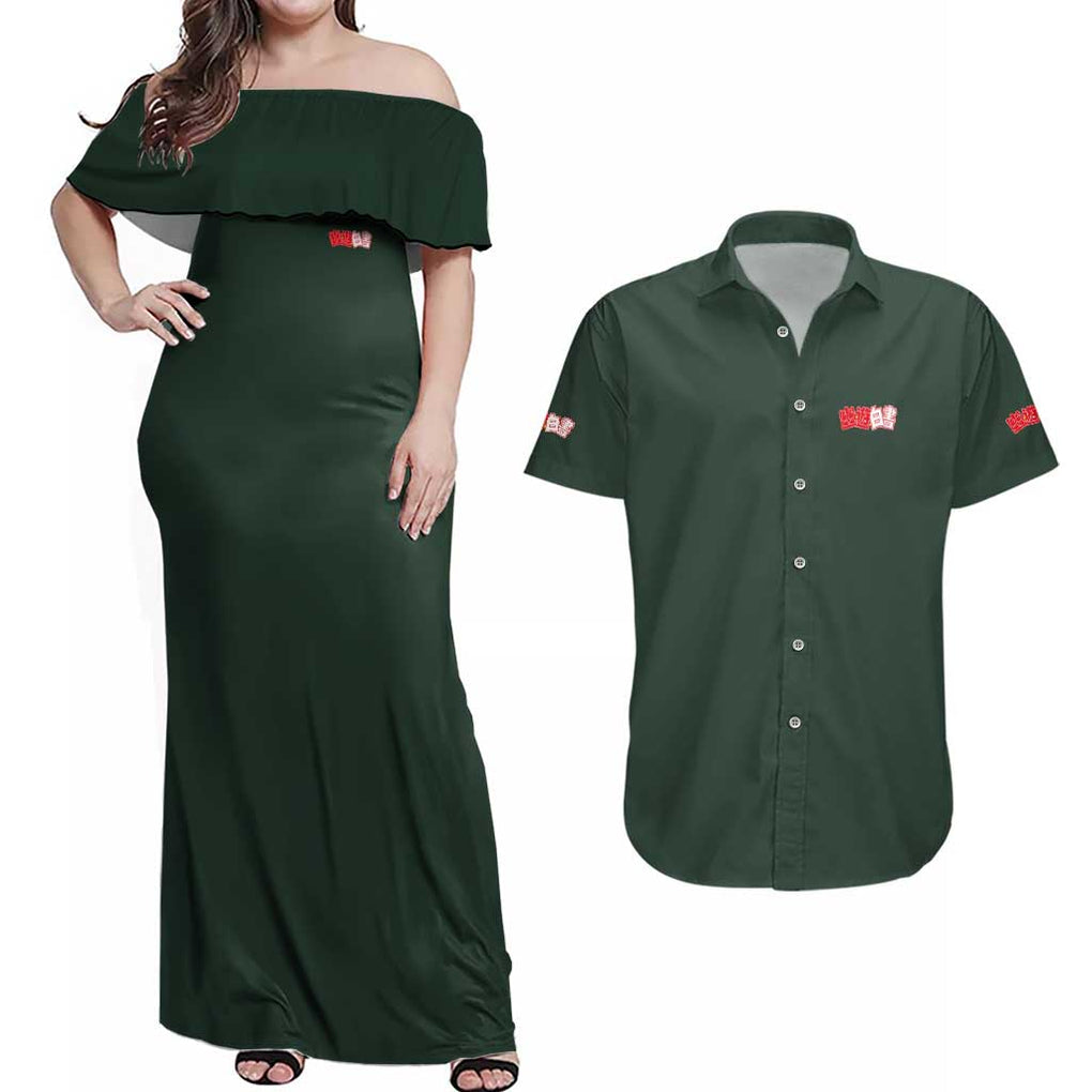 Yusuke Urameshi V3 Yuyu Hakusho Couples Matching Off Shoulder Maxi Dress and Hawaiian Shirt Anime Style