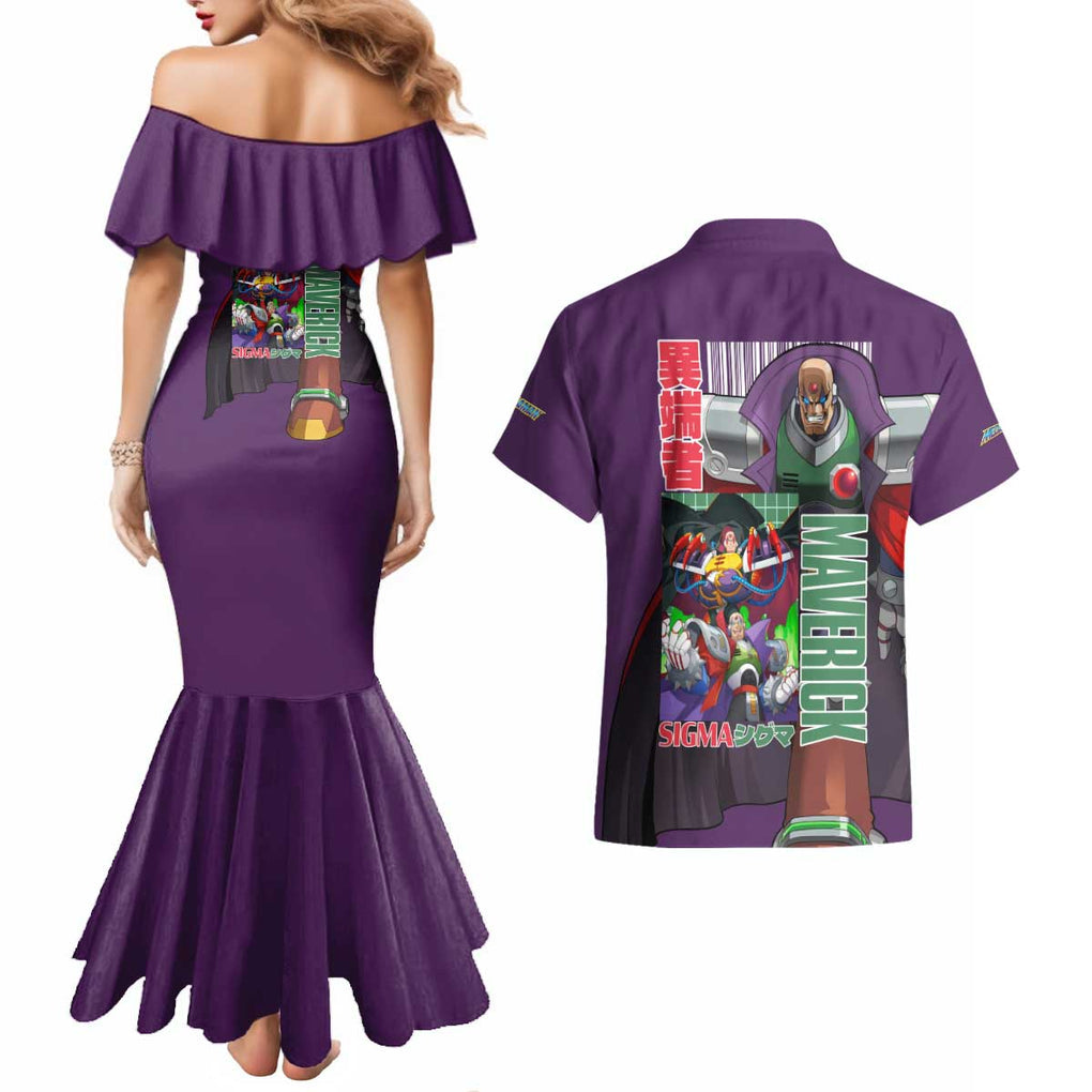 Sigma Mega Man Couples Matching Mermaid Dress and Hawaiian Shirt Anime Style