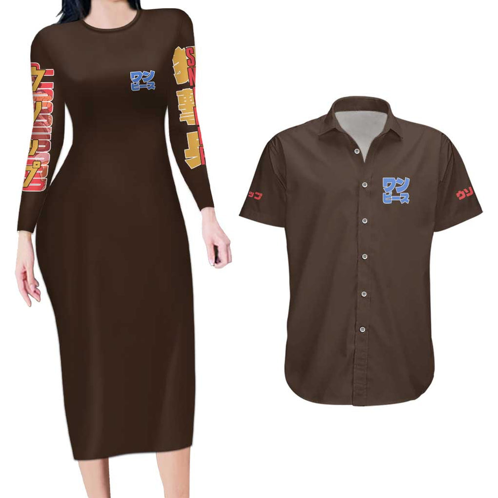 Usopp V2 One Piece Couples Matching Long Sleeve Bodycon Dress and Hawaiian Shirt Anime Style