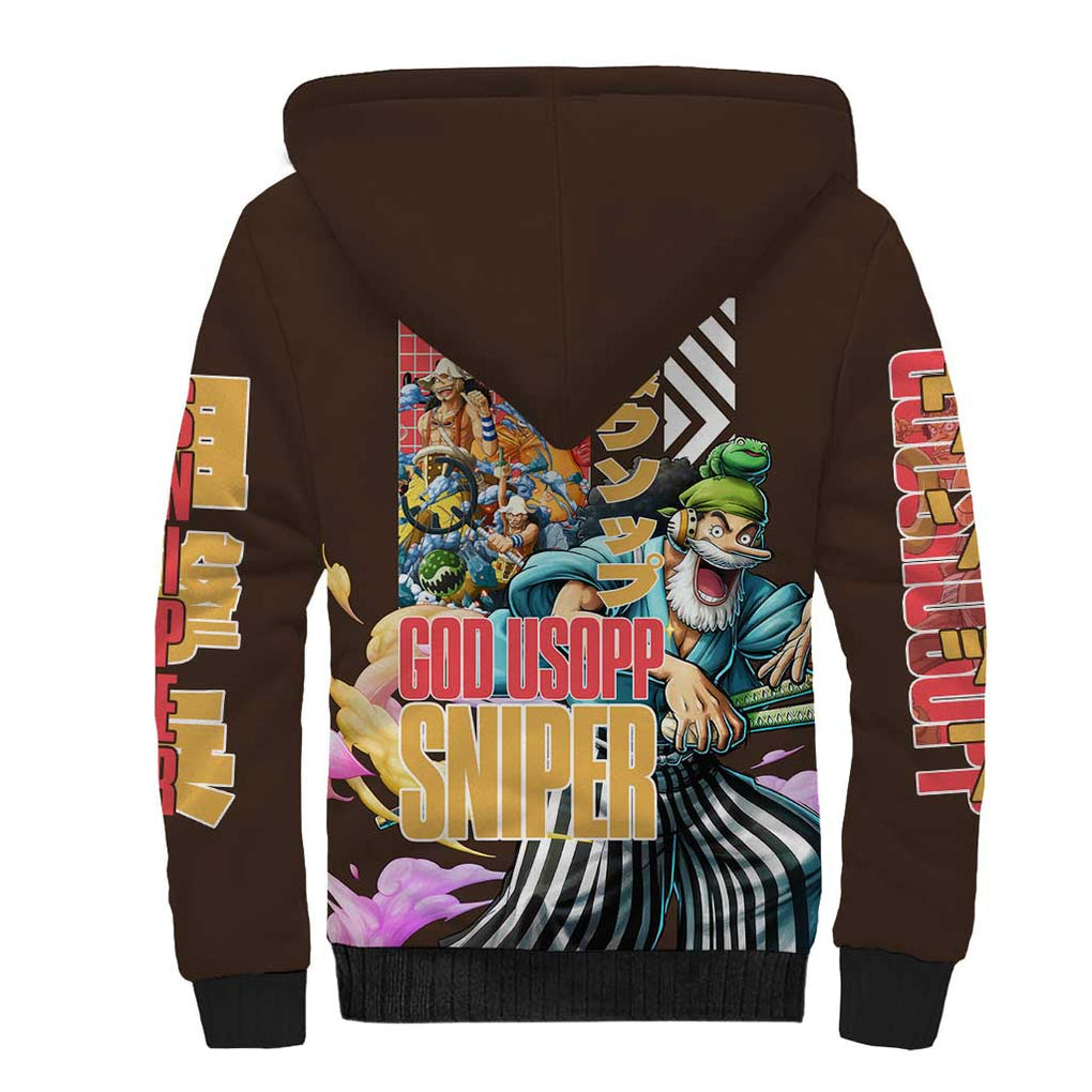 Usopp V2 One Piece Sherpa Hoodie Anime Style