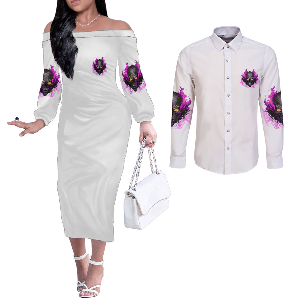 walk-away-fire-eyes-skull-couples-matching-off-the-shoulder-long-sleeve-dress-and-long-sleeve-button-shirt