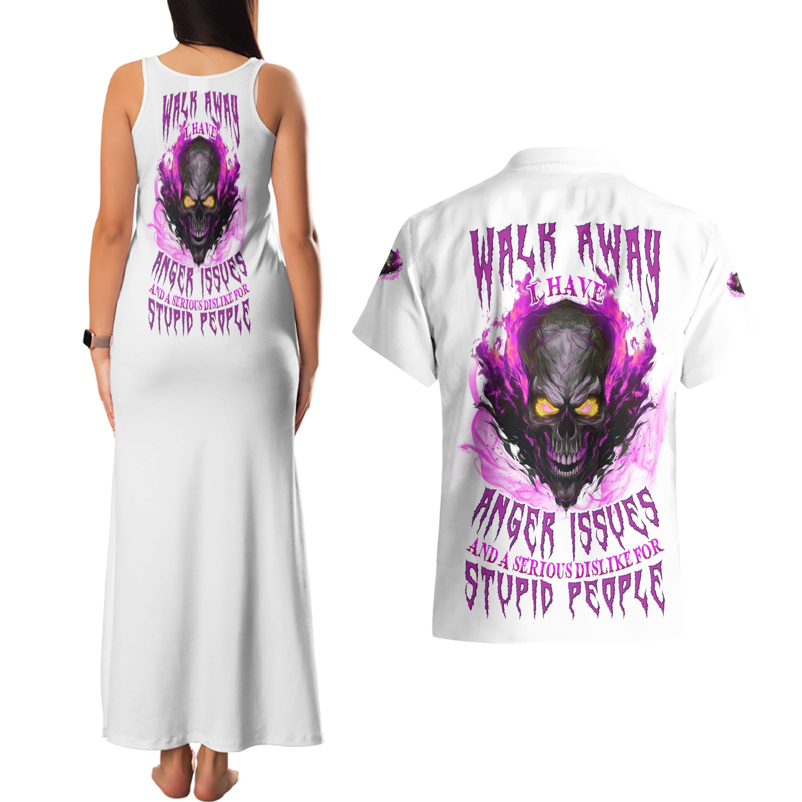 walk-away-fire-eyes-skull-couples-matching-tank-maxi-dress-and-hawaiian-shirt
