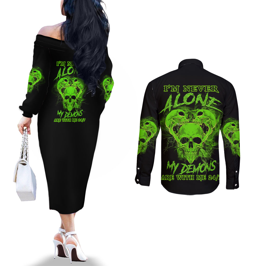 im-never-alone-skull-demon-couples-matching-off-the-shoulder-long-sleeve-dress-and-long-sleeve-button-shirt
