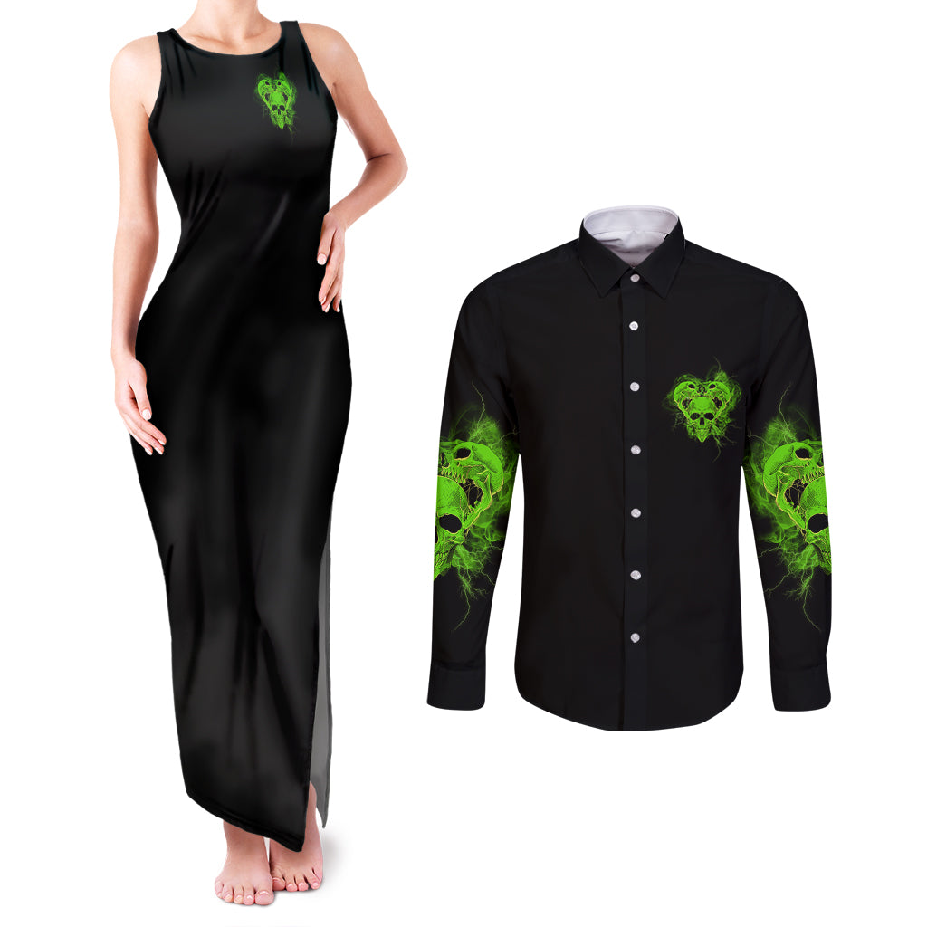 im-never-alone-skull-demon-couples-matching-tank-maxi-dress-and-long-sleeve-button-shirt