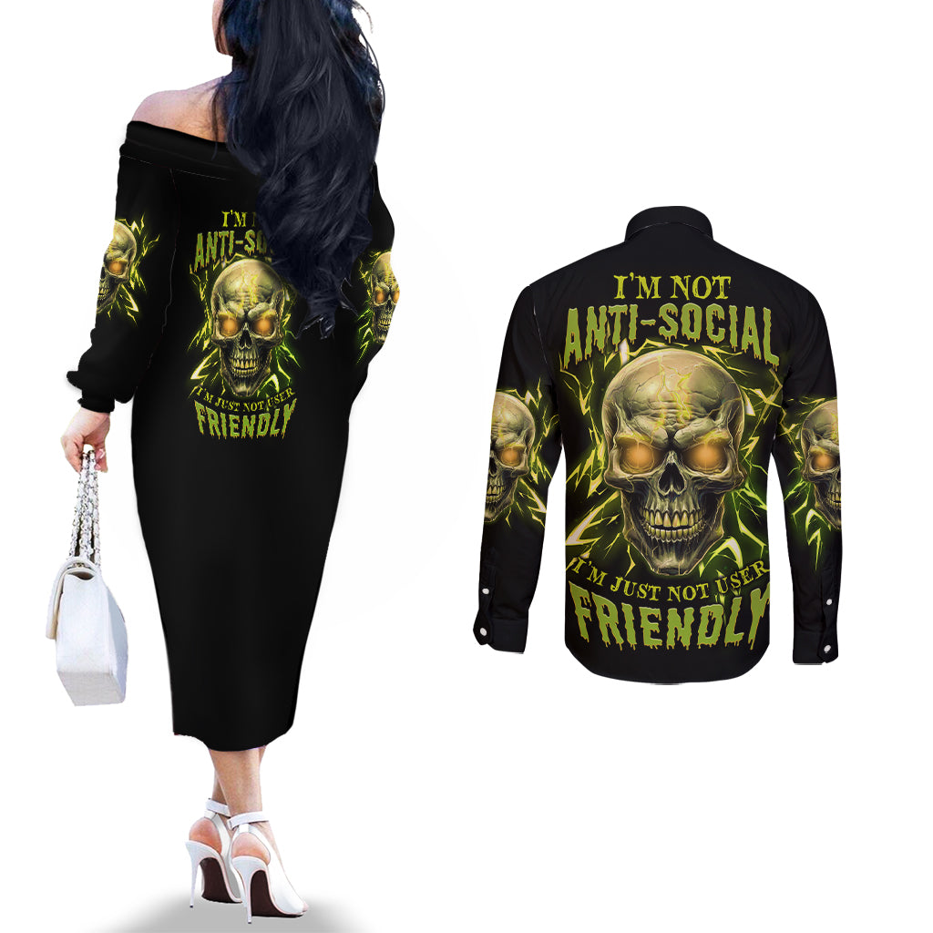 im-not-anti-social-mad-skull-couples-matching-off-the-shoulder-long-sleeve-dress-and-long-sleeve-button-shirt