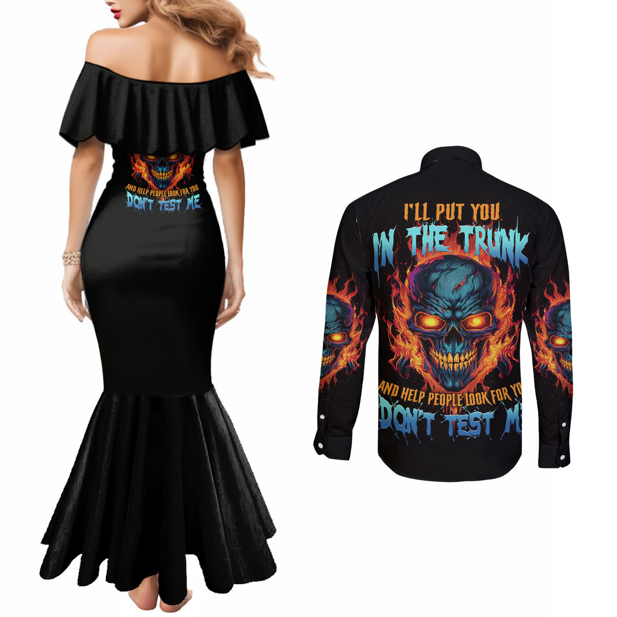 ill-put-you-in-the-trunk-couples-matching-mermaid-dress-and-long-sleeve-button-shirt