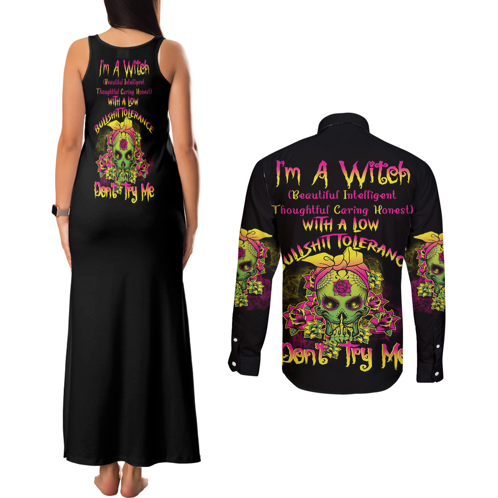 im-a-b-with-a-low-bullshit-tolerance-dont-try-me-couples-matching-tank-maxi-dress-and-long-sleeve-button-shirt