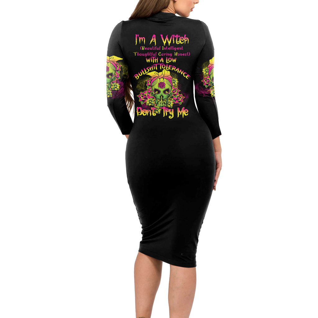 im-a-b-with-a-low-bullshit-tolerance-dont-try-me-long-sleeve-bodycon-dress