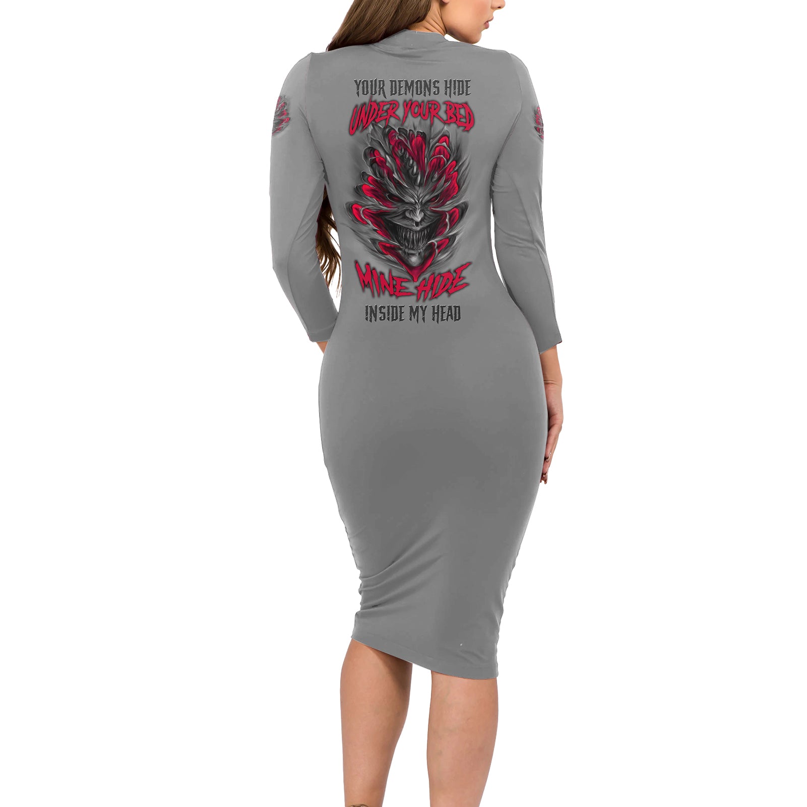 your-demons-hide-under-your-bed-long-sleeve-bodycon-dress