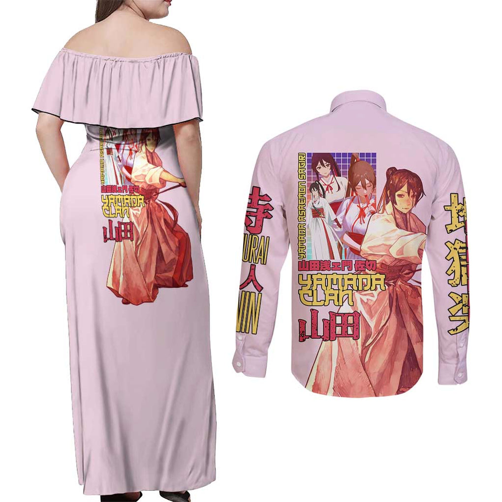 Yamada Asaemon Sagiri Hell’s Paradise Couples Matching Off Shoulder Maxi Dress and Long Sleeve Button Shirt Japan Anime Style
