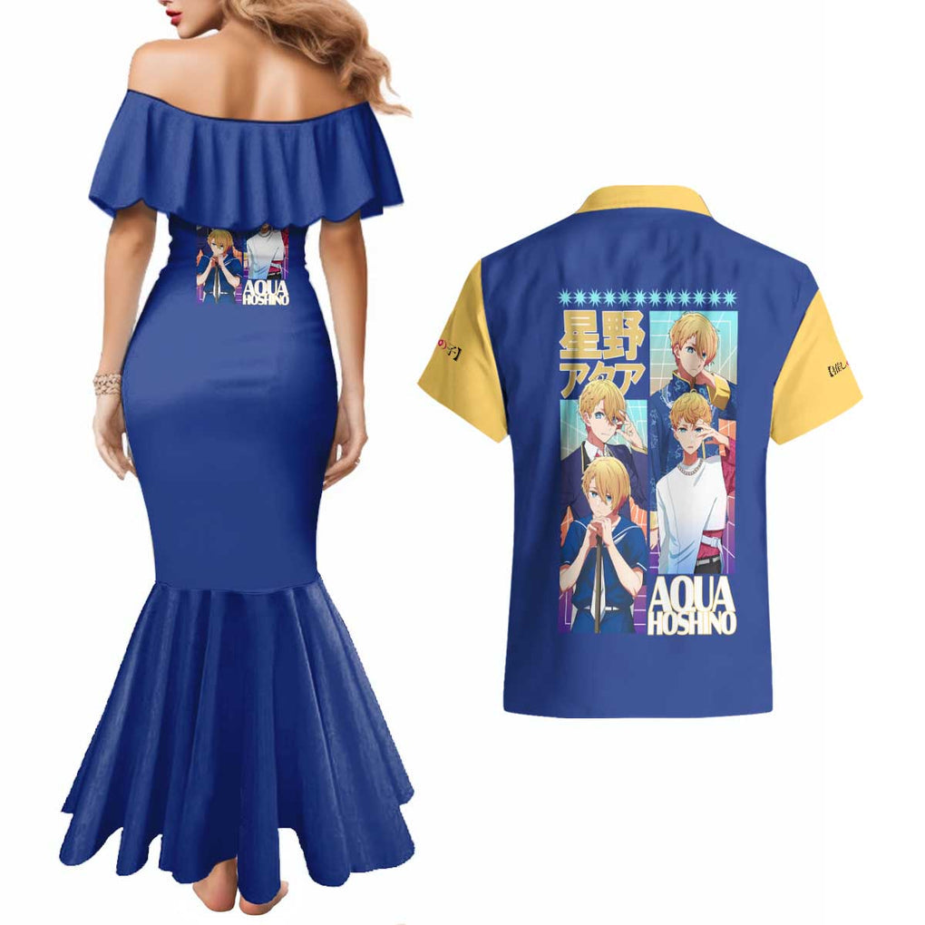 Aqua Hoshino Oshi no Ko Couples Matching Mermaid Dress and Hawaiian Shirt Japan Anime Style
